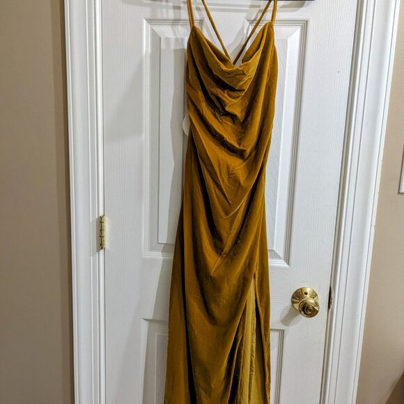 Staud Women's Velvet Bellamy Lace Up Dress Ocher - Picture 5 of 5